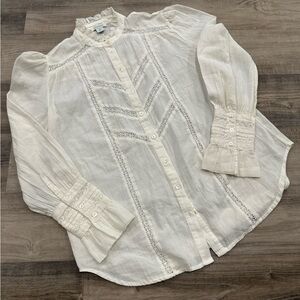 Sundance Cream Blouse with Ruffle Trim